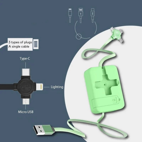 3-in-1 Retractable Kabel - Veelzijdigheid en draagbaarheid 